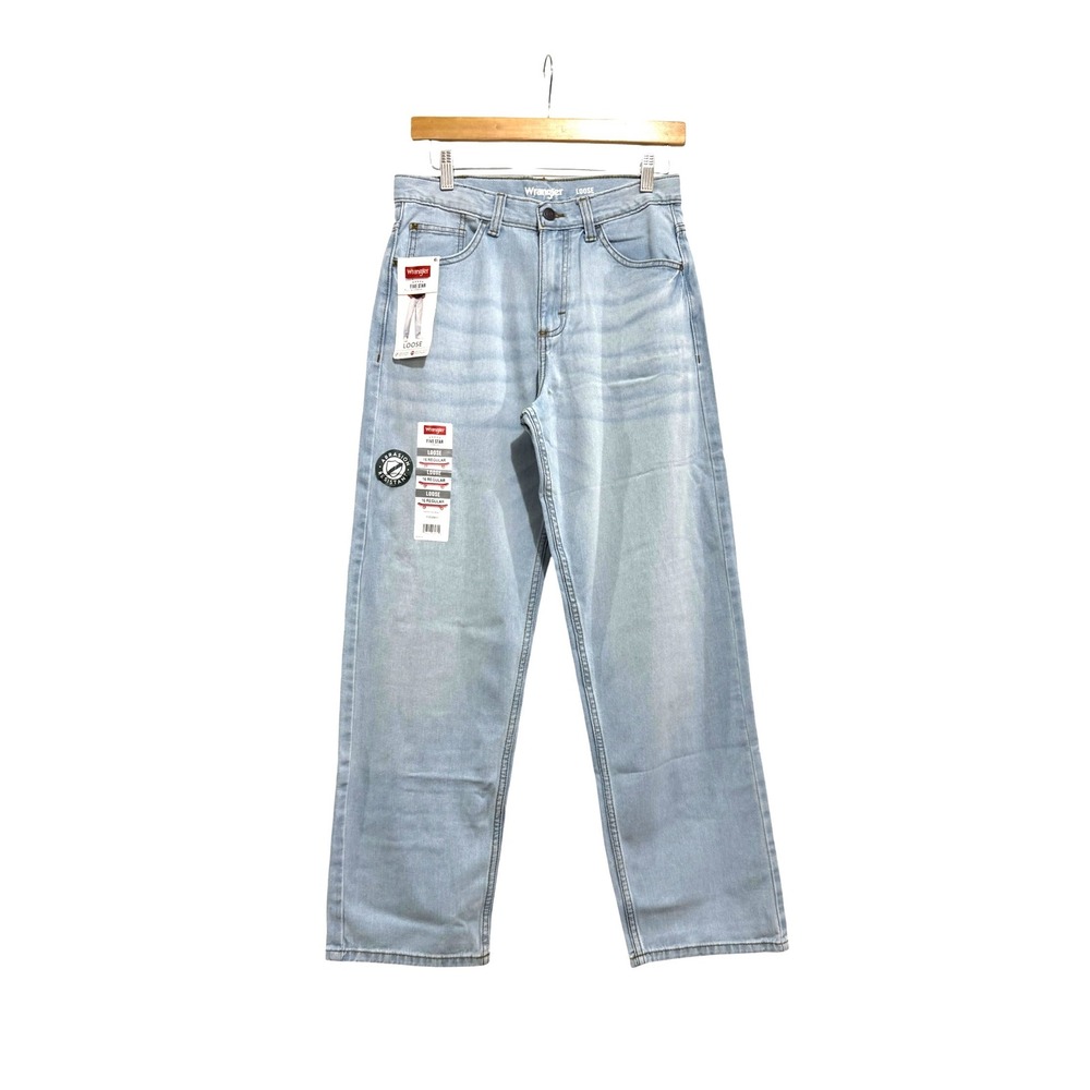 Wrangler Five Star Premium Boys Loose Fit Jeans Light Wash Blue Size 16 Regular